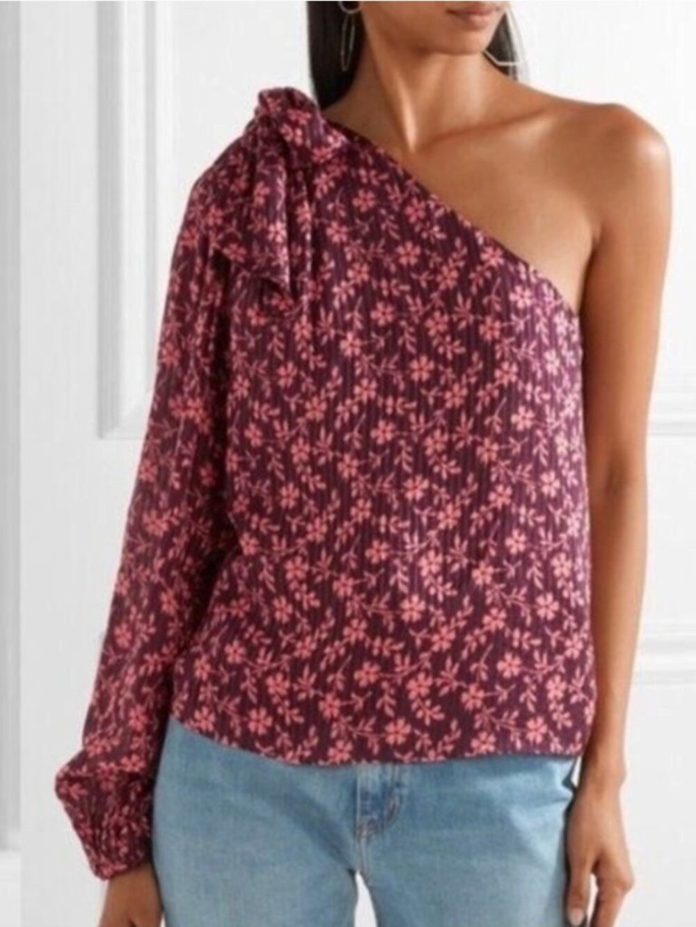 Ulla Johnson Enid One-Shoulder Floral Blouse